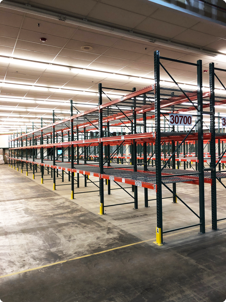 12 foot high selective pallet rack system.